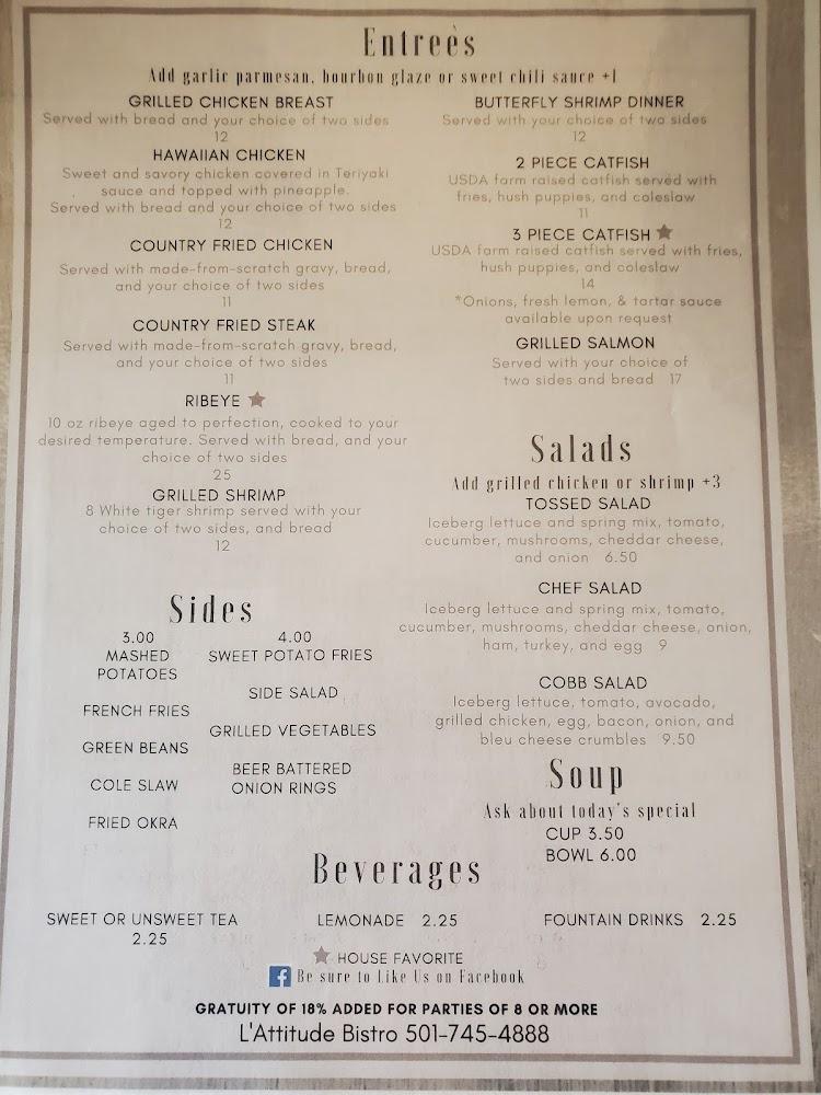 L'Attitude Bistro Menu image 3